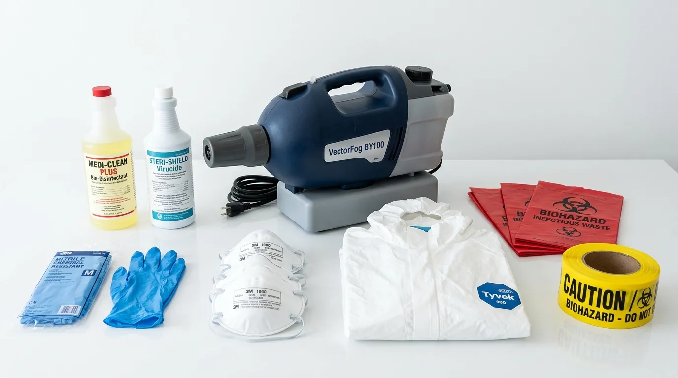 Professional biohazard remediation crew working in Fairland